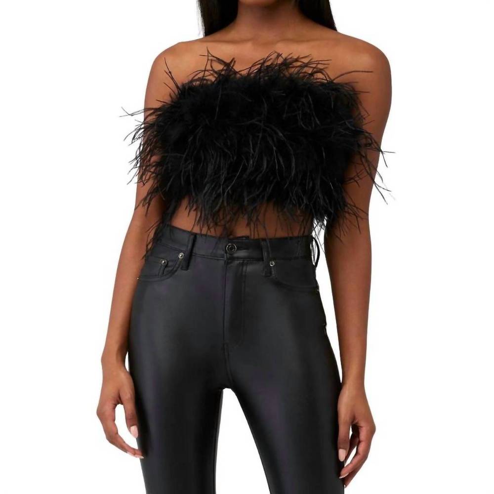 NWT Lamarque x REVOLVE Zaina feather bandeau top in black